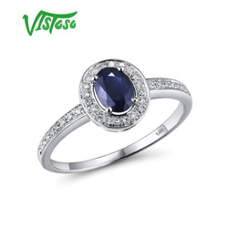 14K White or Rose Gold Diamond and Blue Sapphire Ring for Her