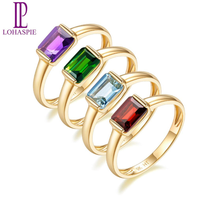 LP Real 9K 10K 14K 18K Gold 1.05cts Russian Emerald Chrome Diopside Amethist Aquamarine Garnet Ring