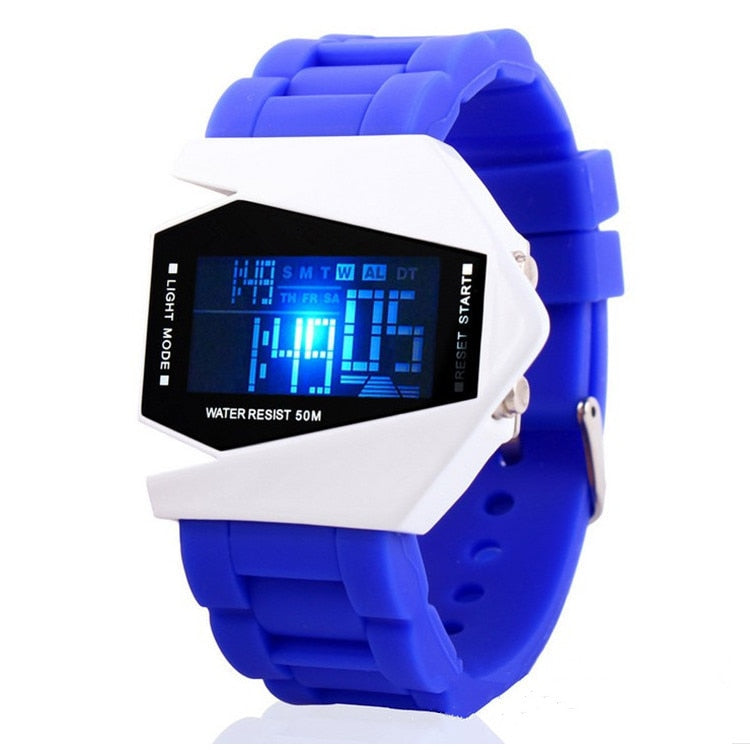 New Electronic Aviation Watch Men LED Digital Watches Men Aircraft Electronic Watch Students Sports Silicone Square Wrist Watch