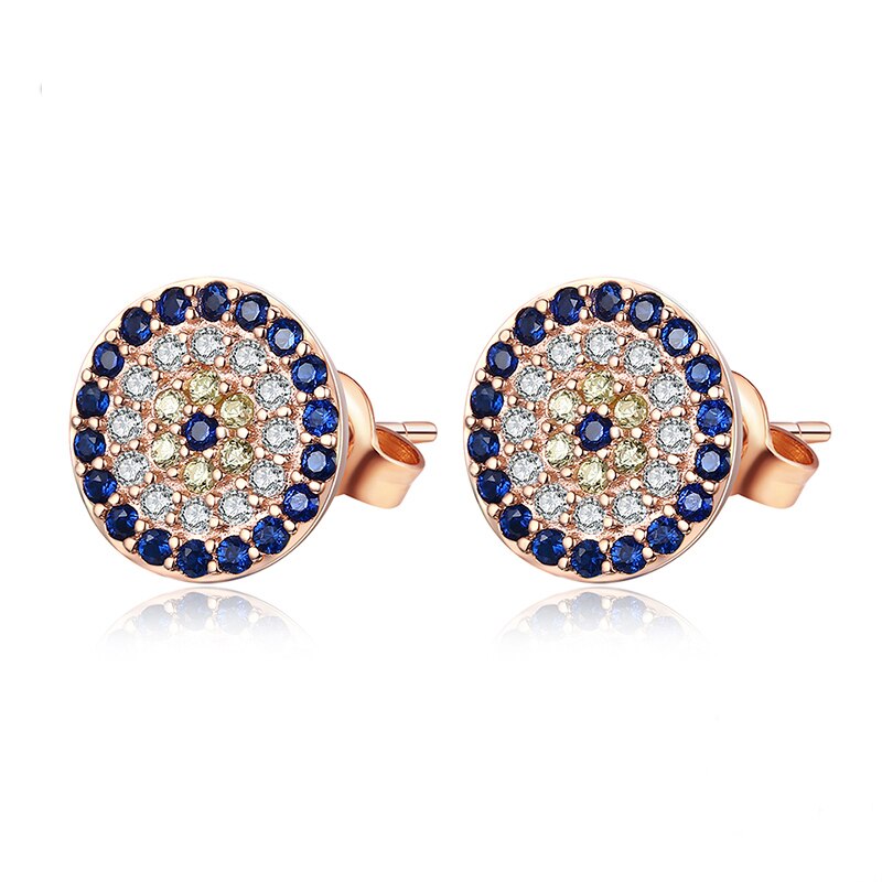 925 Sterling Silver CZ Crystal Evil Eye Earrings for Women