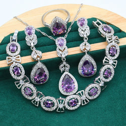 925 Silver Purple Zircon Jewelry Set for Women