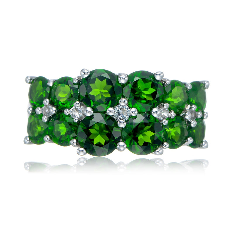 Chrome diopside Rhodium Over Sterling Silver Ring. for women jewelry plata 925 gifts 925 silver
