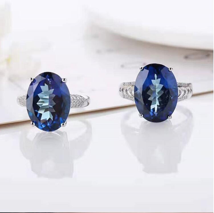 925 Sterling Silver FashionTanzan Blue Topaz Adjustable Ring