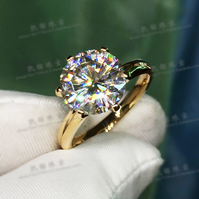 YANHUI 18K RGP Stamp Pure Solid White/Yellow/Rose Gold 2.0ct Lab Diamond Solitaire Ring
