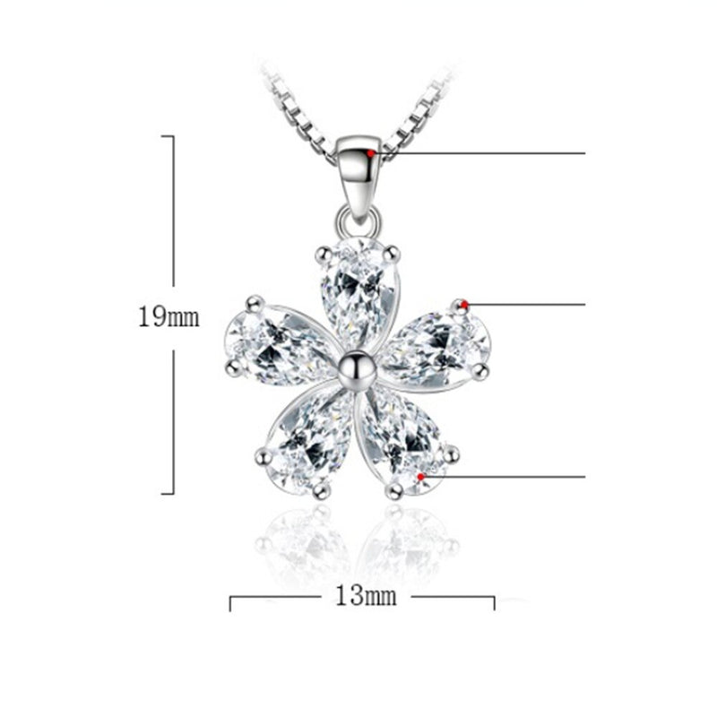 NEHZY 925 Sterling Silver New Woman Fashion Jewelry High Quality Simple Crystal Zircon Flower Pendant Necklace Length 45CM