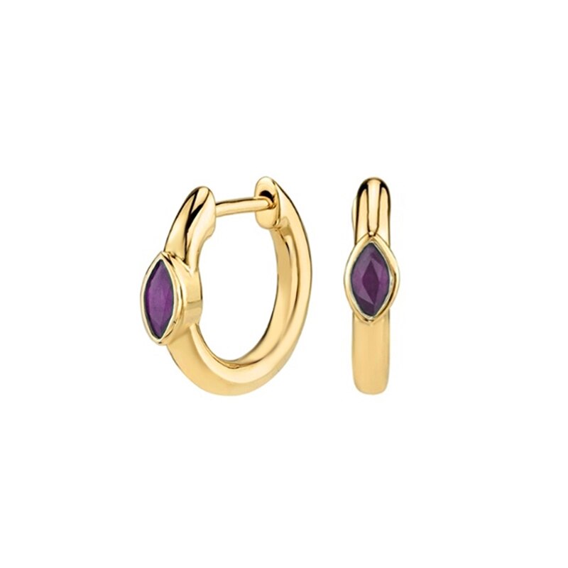 Trendy 925 Sterling Silver Water Drop Rainbow Crystal Hoop Earrings