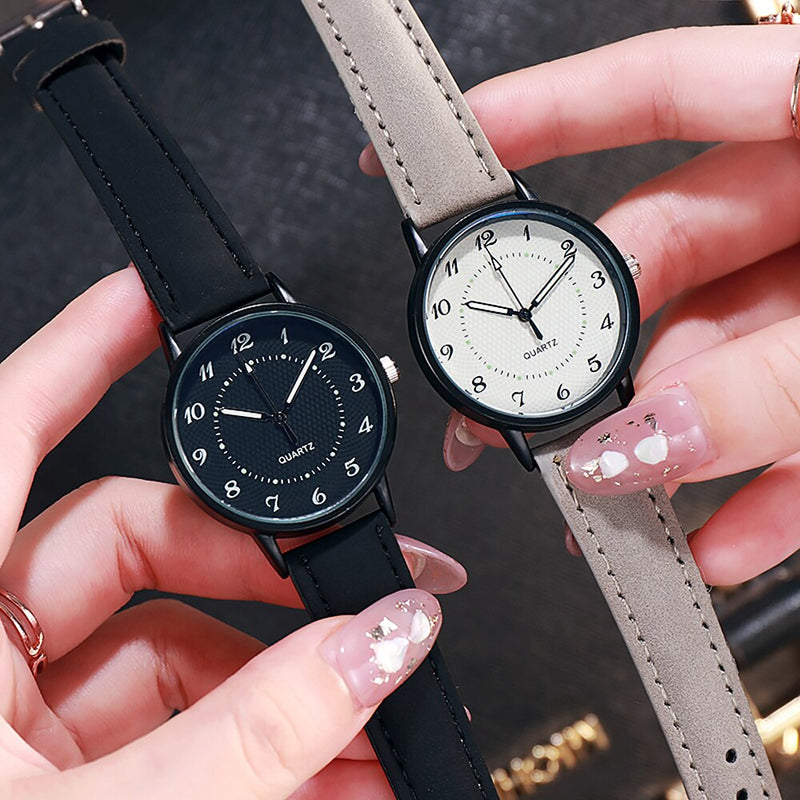 Classic Casual Leather Band Strap Waterproof Quartz Watch for Women