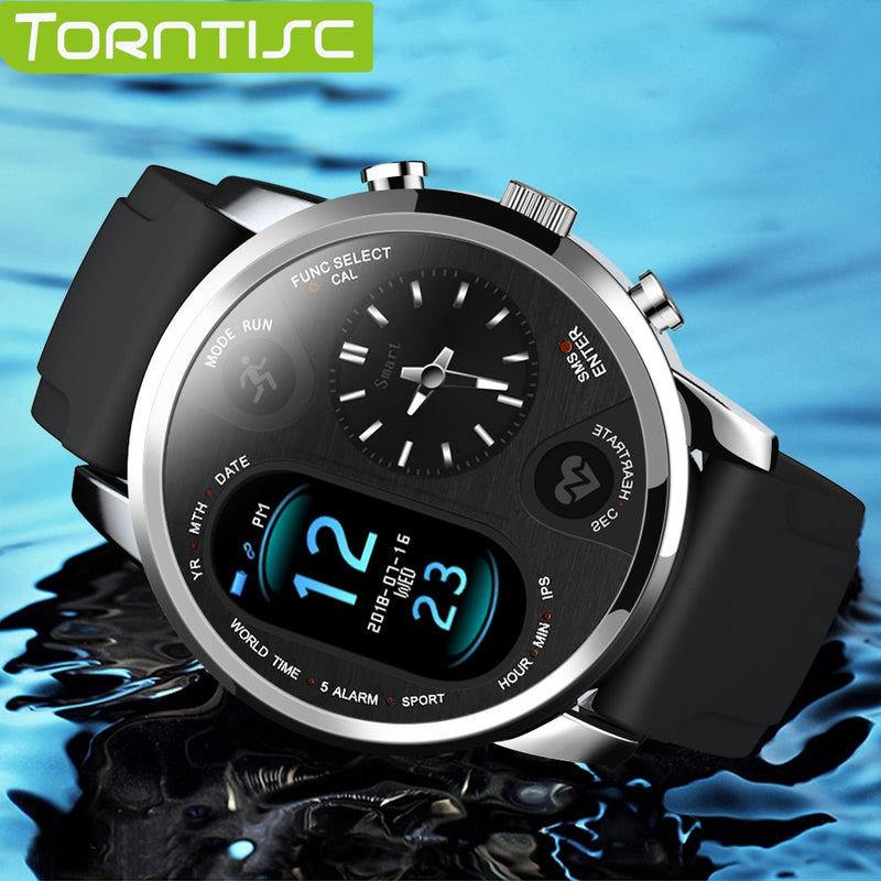 Stainless Steel Dual Display Smart Watch with Heart Rate and Blood Pressure Monitoring for Men