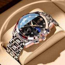 Stainless Steel Quartz Date Luminous Sport Watch for Men