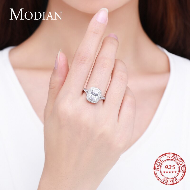 Sterling Silver Rectangle Clear CZ Ring for Women