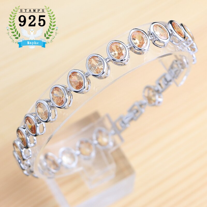 925 Sterling Silver Sapphire Bracelet, Adjustable 19cm+2cm, for Woman