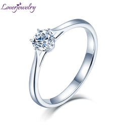 LOVERJEWELRY 14K Round Cut Natural Moissanite Lab Grown Diamond In White Gold Ring
