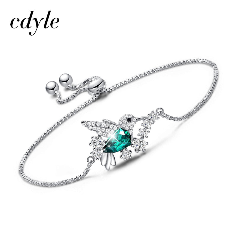 Cdyle Luxury 925 Sterling Silver Bird Bracelet Embellished with Crystal from Swarovski
