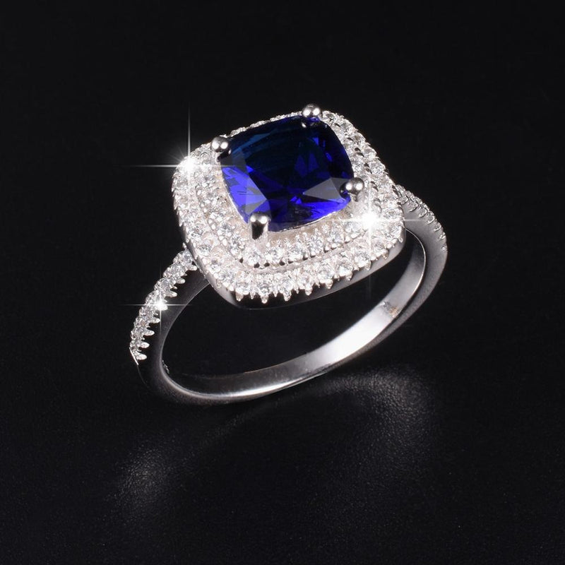 6 style Real 925 Sterling Silver Rings finger Jewelry Eternal natural Blue Sapphire Wedding Engagement Ring for Women