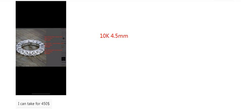 10K White Gold Custom Order Moissanite Ring 4.5mm