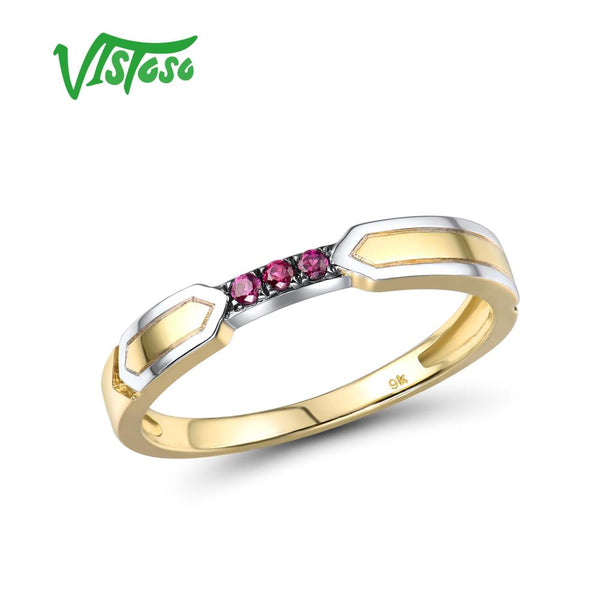 9K Yellow Gold Created Ruby Ring for Women