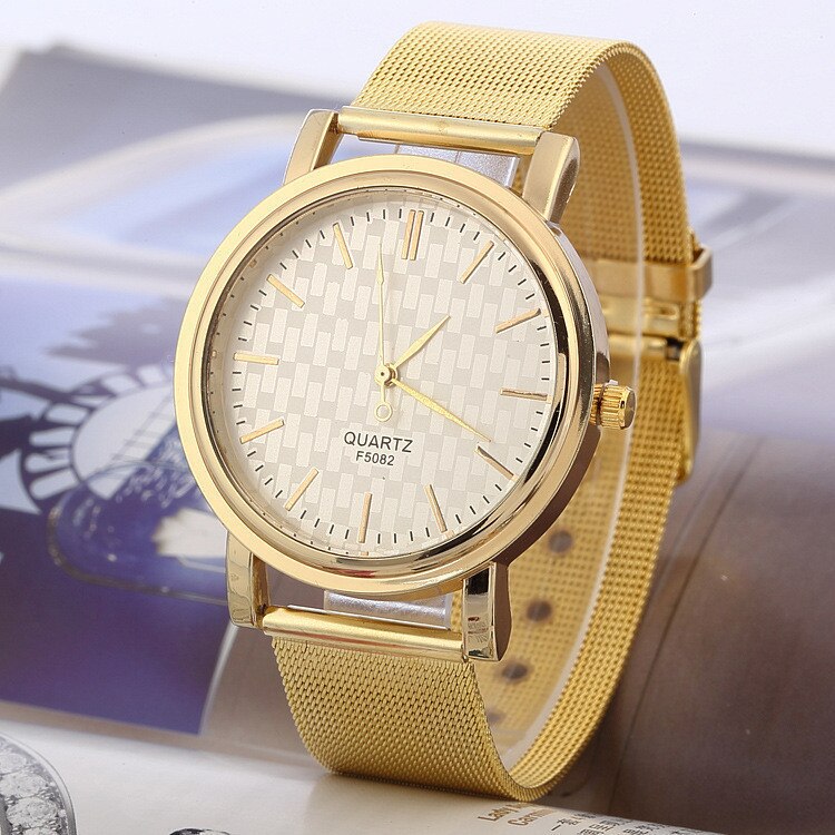 Women Wacthes Top Gold Casual Quartz Watch Women Full Stainless Steel watches Metal Mesh Relojes Clock Men Wristwatch Hot