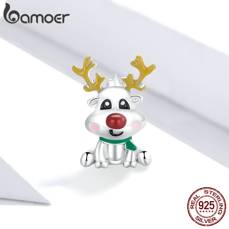 BAMOER Cute Christmas 925 Sterling Silver Charm Beads Fit Original Charms Bracelet