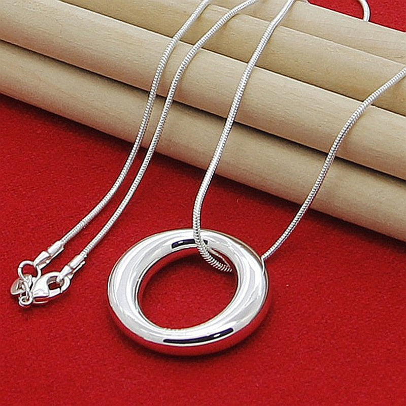 Silver O Shape Necklace, Bracelets, Open Rings, and Earrings Set for Women