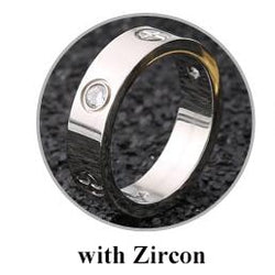 Rose Gold Stainless Steel Ring with Cross and Stone for Women Men