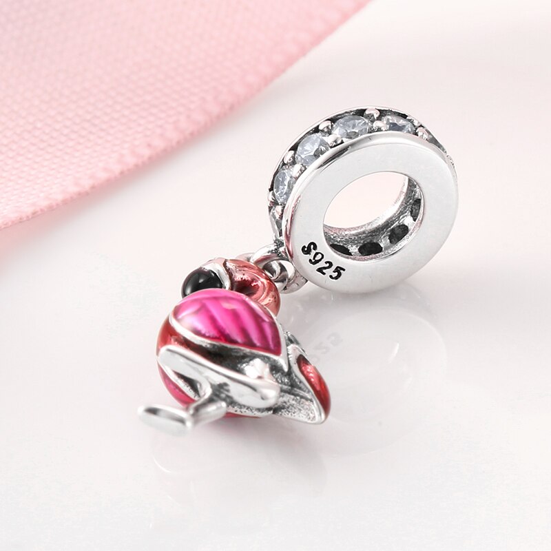 925 Sterling Silver Enamel Flamingo Fashion Charm Bead Fit Original Pandora Charms Bracelets