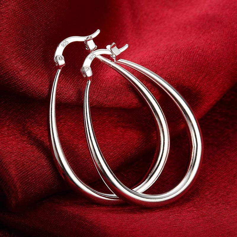 DOTEFFIL High Quality 925 Sterling Silver Smooth 41mm Hoop Earrings