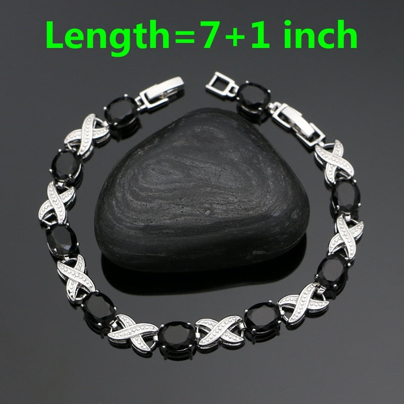 Sterling Silver Black Stone Jewelry Set for Women