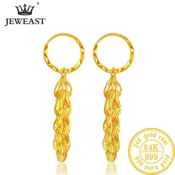 24K Gold Hollow Gold Ball Tassel Earrings for Women