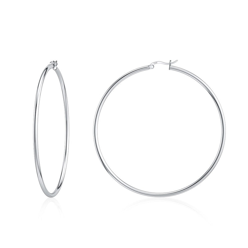 Jiayiqi 925 Sterling Silver Simple 14-35mm Circle Hoop Earrings