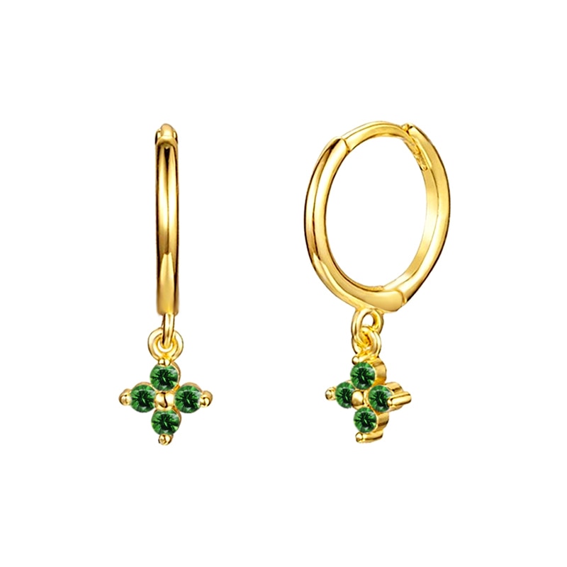 Trendy 925 Sterling Silver Water Drop Rainbow Crystal Hoop Earrings