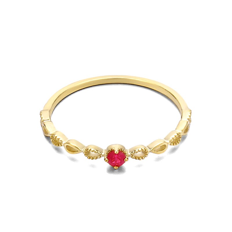 9K Gold Red Ruby Water Drop Ring for Her