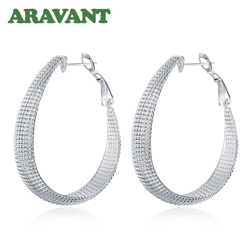 Top Quality 925 Sterling Silver Flat U Shaped Hoop Earrings