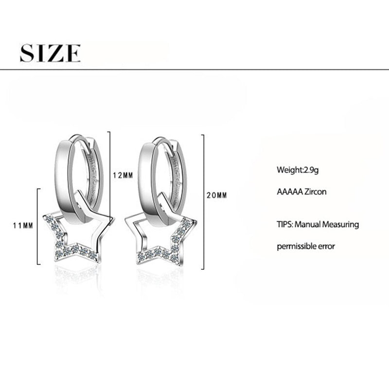 Anenjery 925 Sterling Silver Zircon Star Tassel Earrings