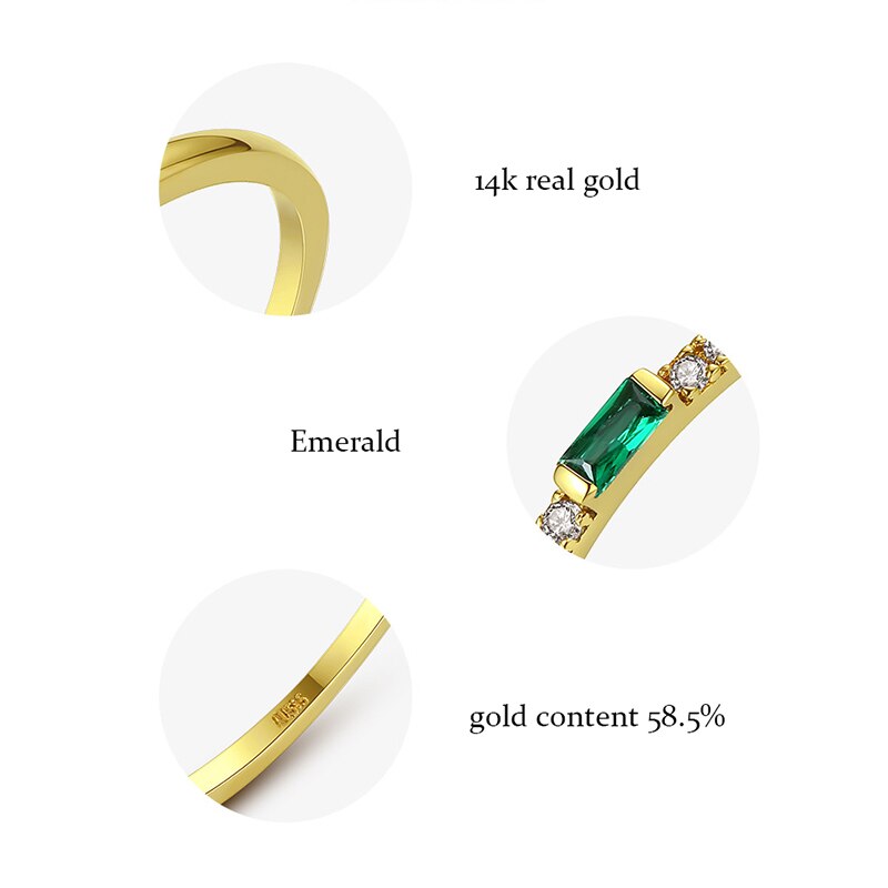 PANSYSEN Vintage 14K Yellow Gold Green Emerald Ring