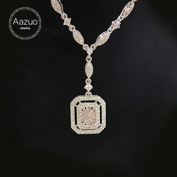 18K White Gold 0.95ct Square Diamond Necklace for Woman