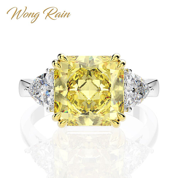 Wong Rain Real 925 Sterling Silver Created Moissanite Citrine Sapphire Gemstone Ring