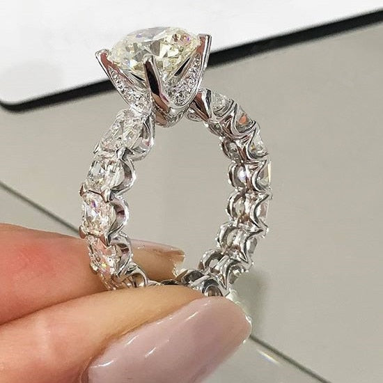 Luxury 925 Sterling Silver Oval Princess Cut Zirconia Rings Set