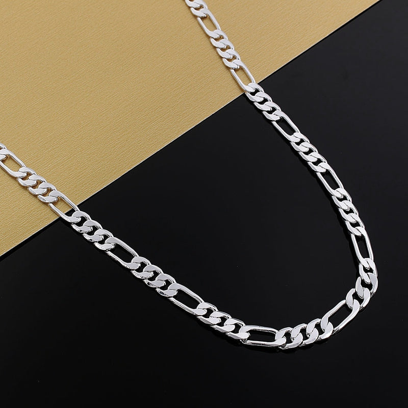 Fashion Classic Figaro Chain Necklace 925 Sterling Silver