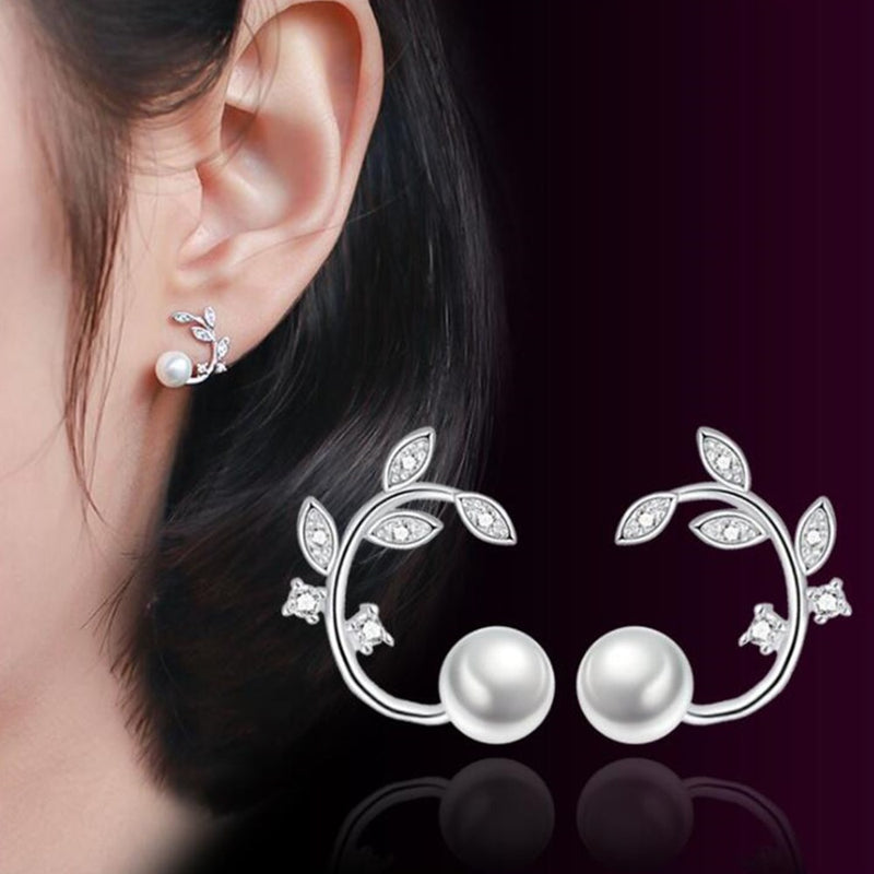 NEHZY 925 sterling silver new Stud Earrings High Quality Retro Simple Cubic Zirconia Flower Pearl Hot Jewelry