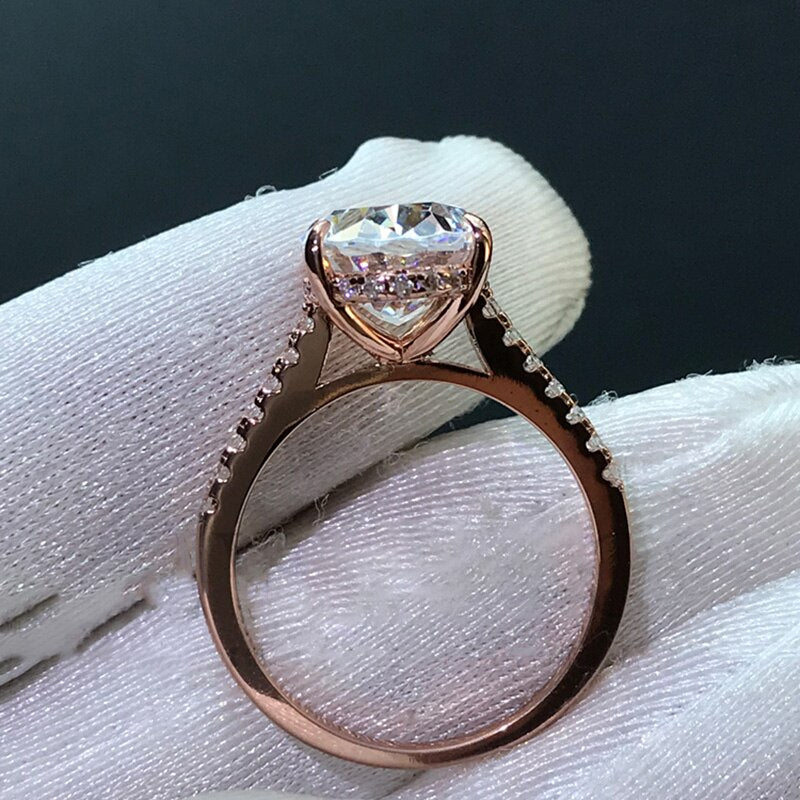 Rose Gold 4CT Oval Moissanite Engagement Ring for Women