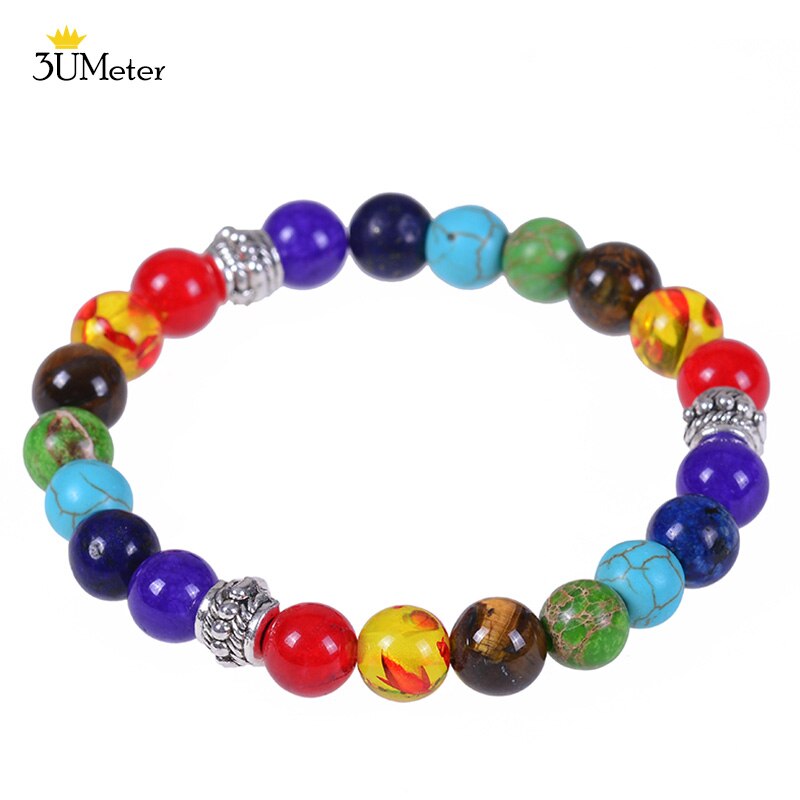 Natural Stone 7 Chakra Tiger Eye Beads Bracelet for Men Women