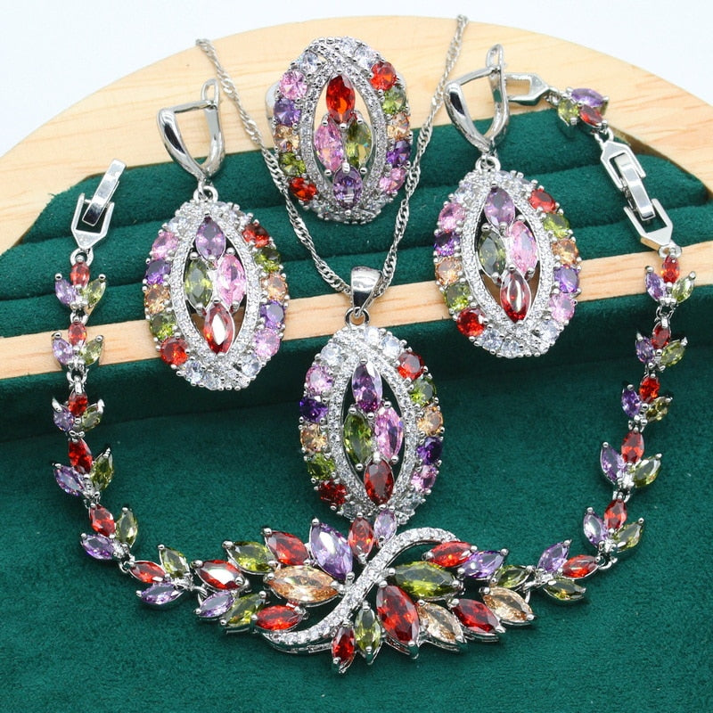 Sterling Silver Purple Amethyst Jewelry Set for Women