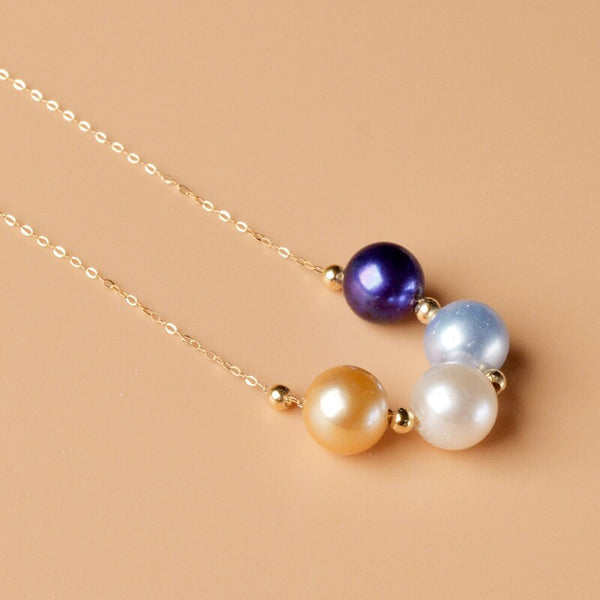 18K Yellow Gold Freshwater Pearl Pendant Necklace, 7.5-8.5mm for Women