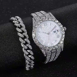 Gold Iced Out Bracelet Watch with Diamonds for Men