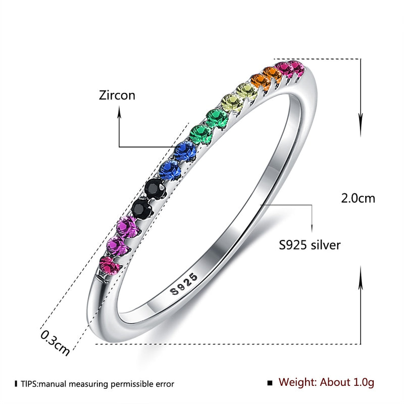 LEKANI Rainbow Zircon Ring 925 Sterling Silver