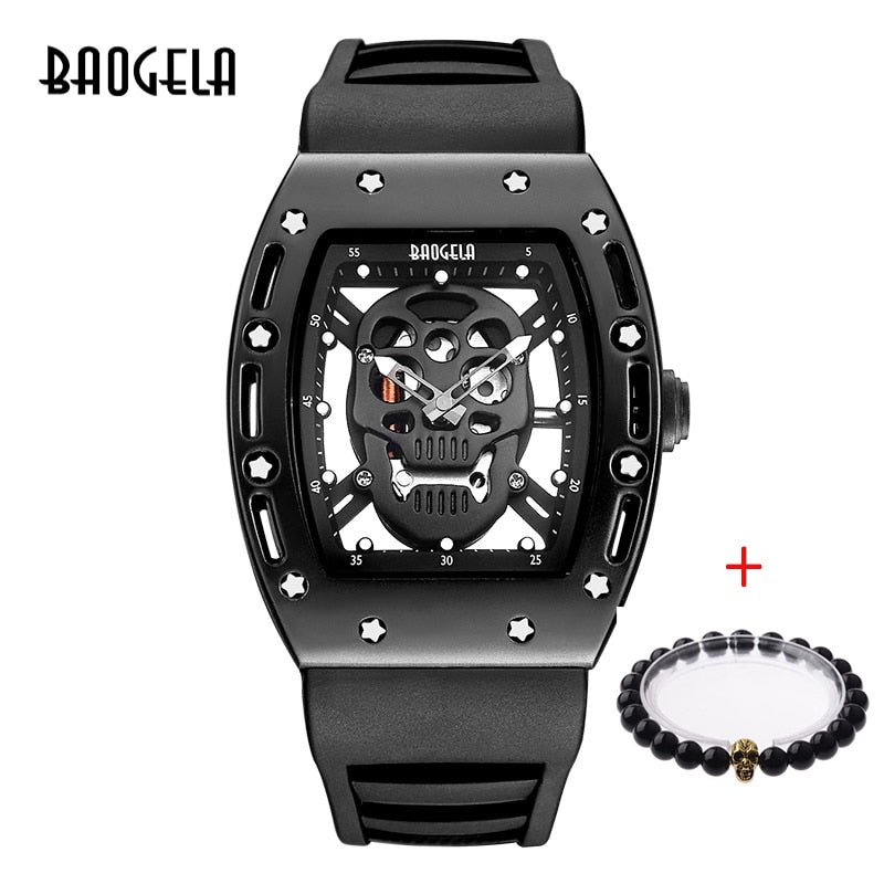 Baogela Luminous Pirate Skull Dial Design Silicone Quartz Watch Men