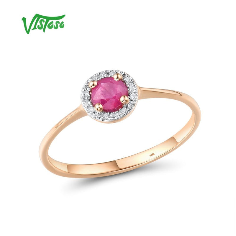 14K Gold Sparkling Diamond Ruby/Emerald Ring for Women