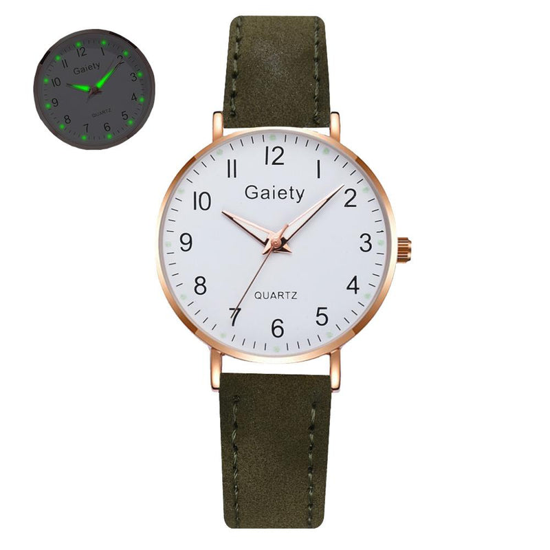 Simple Vintage Leather Strap Wristwatches for Women