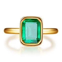 Shipei Vintage 925 Sterling Silver Asscher Emerald Gemstone Wedding Fine Jewelry Engagement 18K Yellow Gold Ring For Women