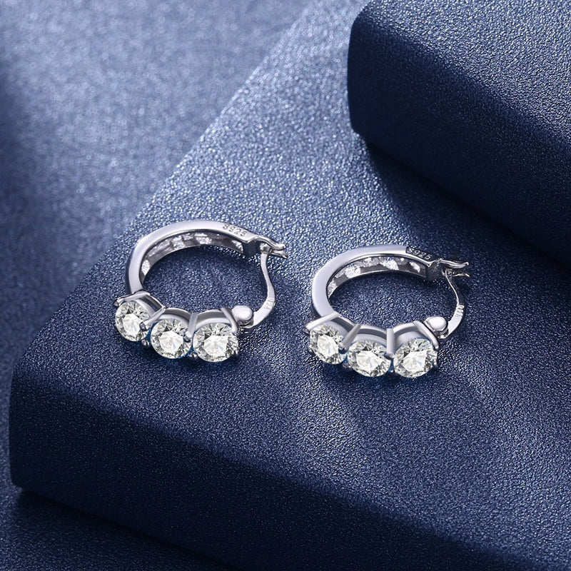 LEKANI 925 Sterling Silver Shiny Clear Cubic Zirconia Earring For Women Luxury 4 Color Hoop Earrings Wedding Fine Jewelry Best